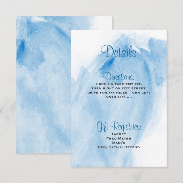 Tarjeta de detalles de la invitación a la boda de  (Anverso / Reverso)