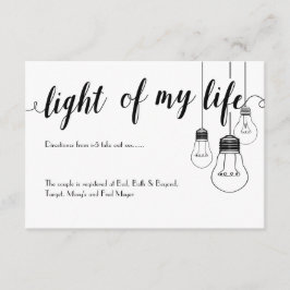 Tarjeta de detalles de la luz de mi boda de vida