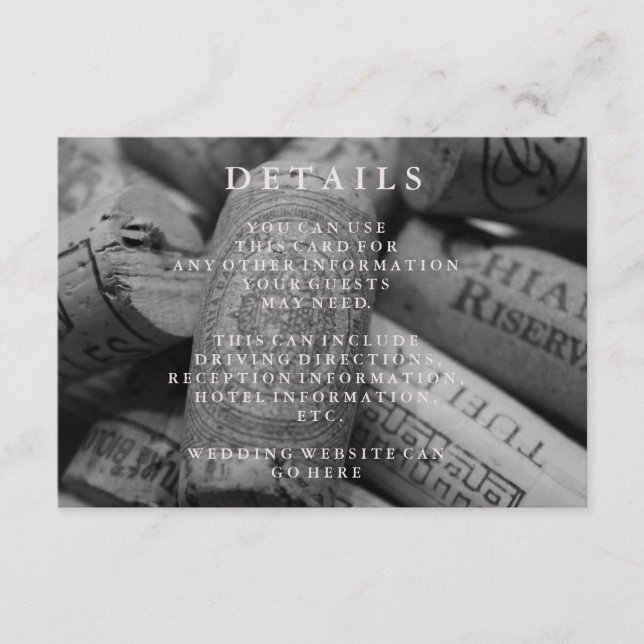 Tarjeta de detalles de la recepción de boda de cor (Anverso)