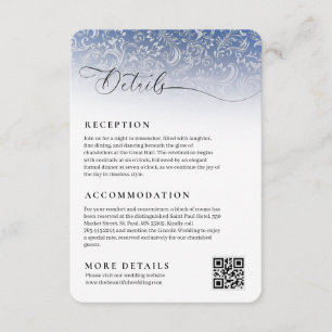 Tarjeta de detalles de la recepción de la boda azu