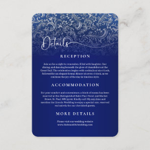 Tarjeta de detalles de la recepción de la boda azu