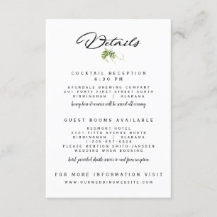 Tarjeta de detalles de la recepción de la invitaci