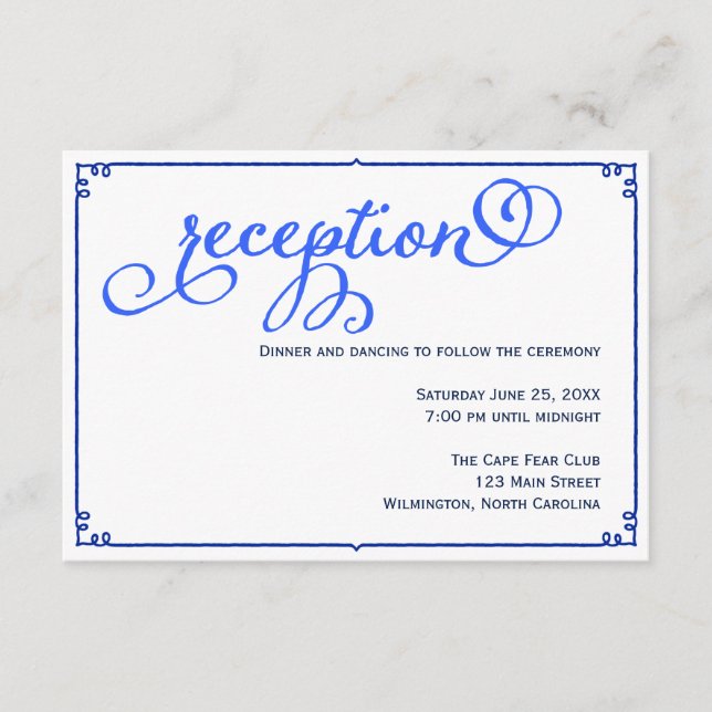 Tarjeta de detalles de la recepción Winter Blues W (Anverso)