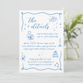 Tarjeta de detalles de la ropa blanca azul dibujad