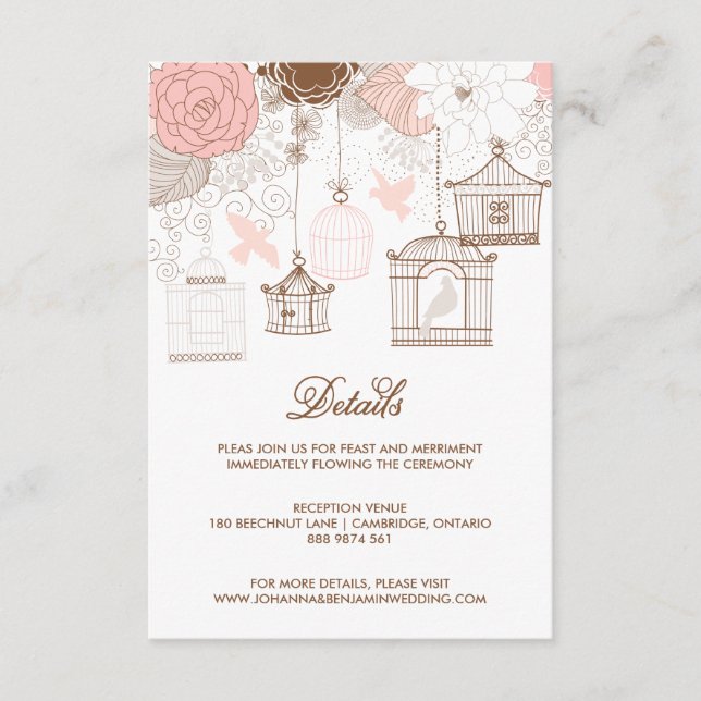 Tarjeta de detalles de las jaulas Rubor Pink Whims (Anverso)