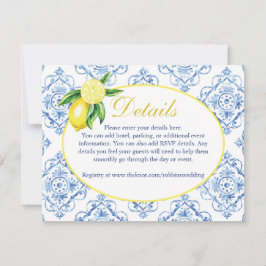 Tarjeta de detalles de limón floral italiano Blue 