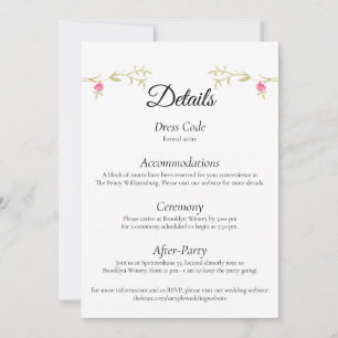 Tarjeta de Detalles de Lugar de Boda Minimalista E