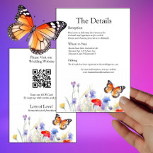 Tarjeta de detalles de mariposa acuarela y flores 