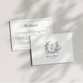 Tarjeta de detalles de monograma de flor silvestre