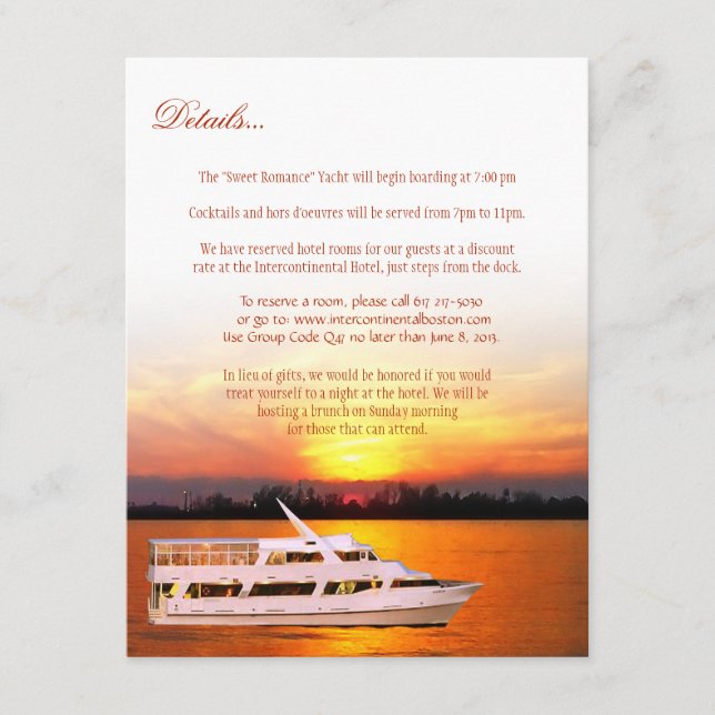 Tarjeta de detalles de Ocean Sunset (Anverso)