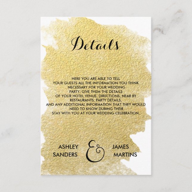 TARJETA DE DETALLES DE ORO DE moda FAUX (Anverso)
