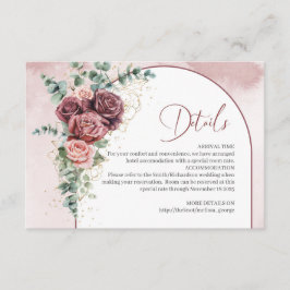 Tarjeta de detalles de oro floral burgundy ruidoso