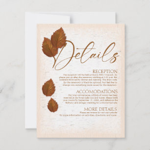 Tarjeta de detalles de otoño con corazón tallado e