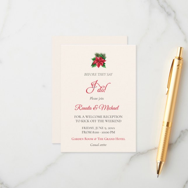 Tarjeta de detalles de recepción de bienvenida de  (Anverso/Reverso In Situ)
