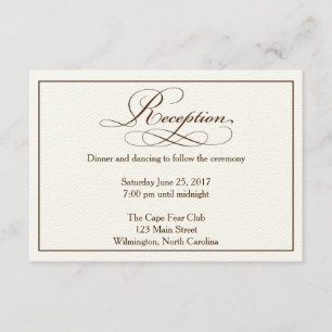 Tarjeta de detalles de recepción de bodas Sepia