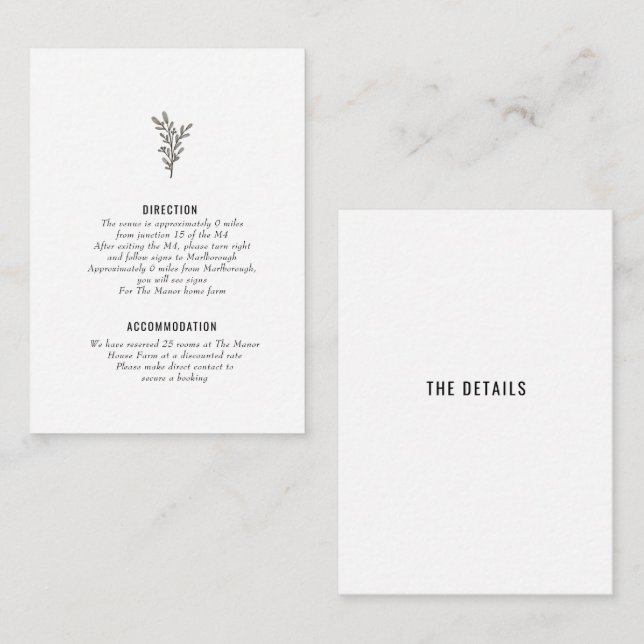 Tarjeta de Detalles de Recepción de Fiesta (Anverso / Reverso)