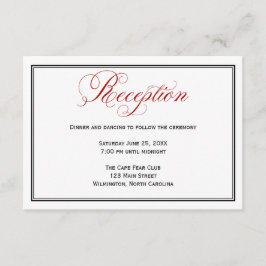 Tarjeta de detalles de recepción de la boda blanca