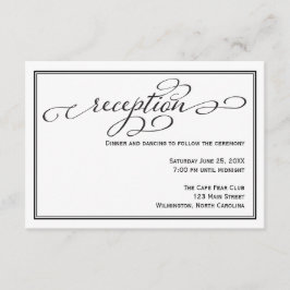 Tarjeta de detalles de recepción de la boda blanca