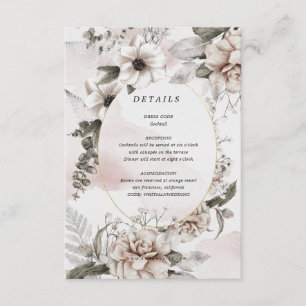 tarjeta de detalles de recepción floral plateada c