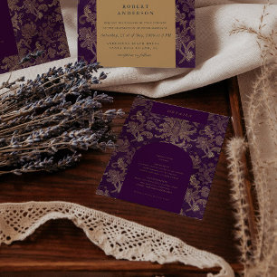 Tarjeta de detalles de recepción Royal Purple Dama