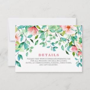 Tarjeta de detalles de RSVP para boda playera flor