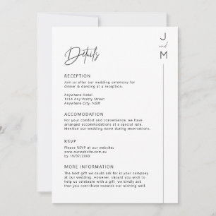 Tarjeta de detalles de tipografía moderna y minima