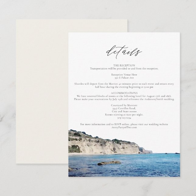 Tarjeta de detalles de viaje de la línea de navega (Anverso / Reverso)