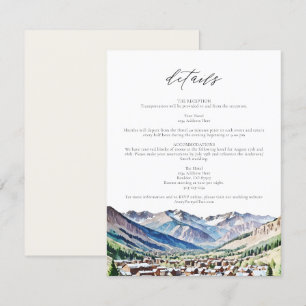 Tarjeta de detalles de viaje de TELLURIDE COLORADO