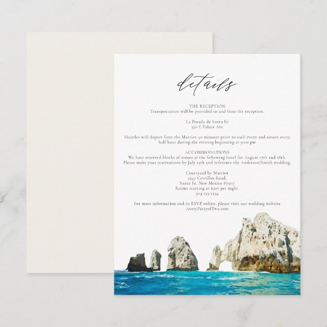 Tarjeta de detalles de Watercolor Beach Skyline Ca (Anverso / Reverso)