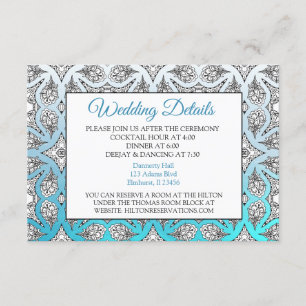 Tarjeta de detalles del Boda Aqua Blue Mandala