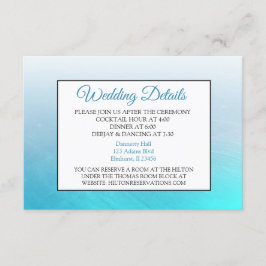 Tarjeta de detalles del Boda azul Aqua