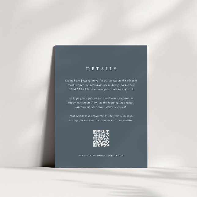 Tarjeta de detalles del Boda azul de pizarra con c (Subido por el creador)