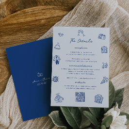 Tarjeta de detalles del Boda azul francés Doodle W