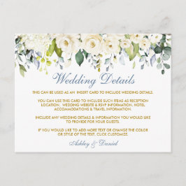 Tarjeta de detalles del Boda azul turbio floral bl