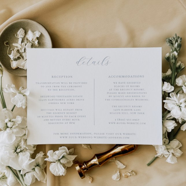 Tarjeta de detalles del Boda azul turbio minimalis (Subido por el creador)