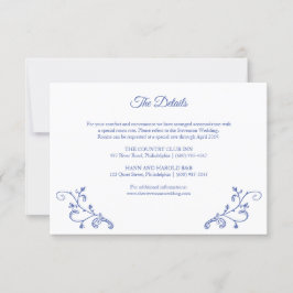 Tarjeta de detalles del Boda azul victoriano