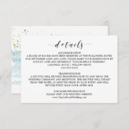 Tarjeta de detalles del Boda azul y dorado de colo