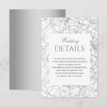 Tarjeta de detalles del Boda blanco y negro