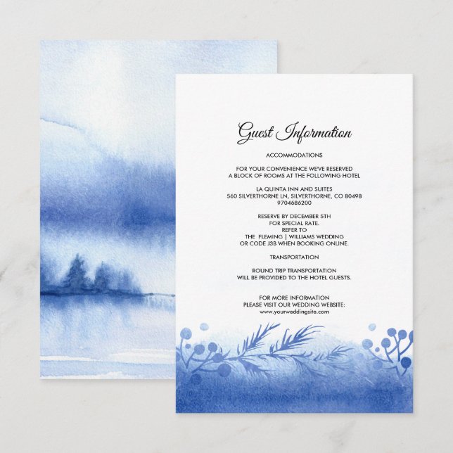 Tarjeta de detalles del Boda Blue Winscape (Anverso / Reverso)