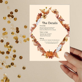 Tarjeta de detalles del Boda BOHO Naranja de otoño