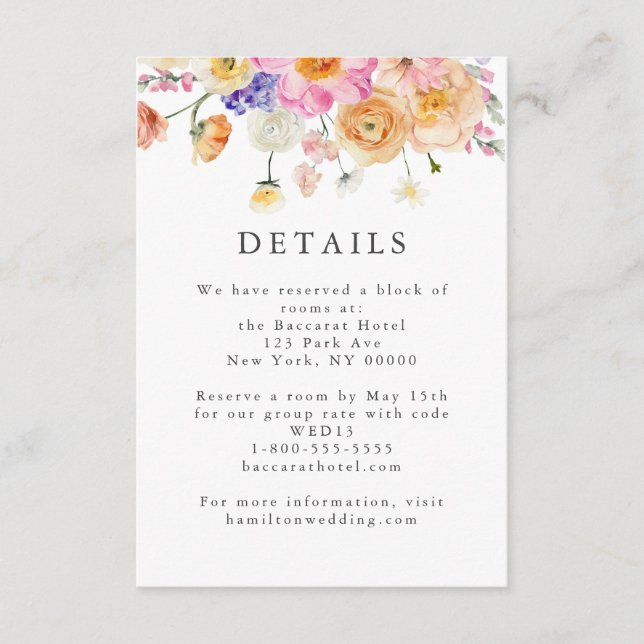 Tarjeta de detalles del Boda botánico floral brill (Anverso)