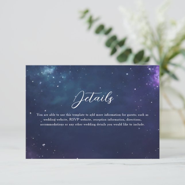 Tarjeta de detalles del Boda celeste con monograma (Anverso de pie)