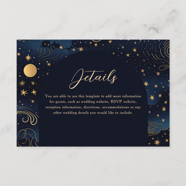 Tarjeta de detalles del Boda Celestial Boho (Anverso)