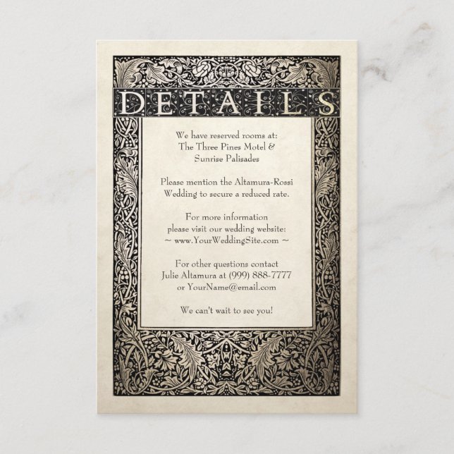 Tarjeta de detalles del boda | Colección Champagne (Anverso)