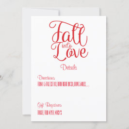 Tarjeta de detalles del Boda de amor Caída en amor