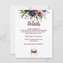 Tarjeta de detalles del Boda de borgoña de camión 
