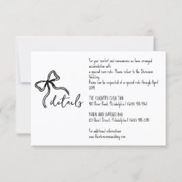 tarjeta de detalles del Boda de Bow caprichoso