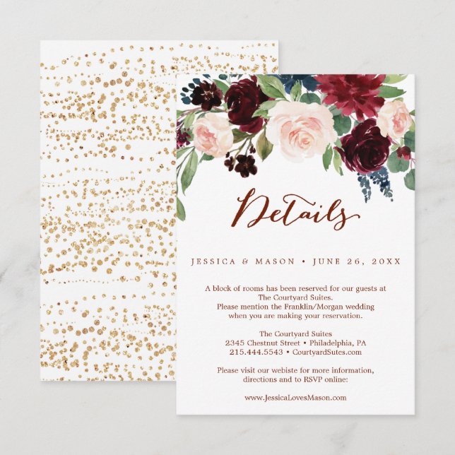 Tarjeta de detalles del Boda de calabaza de otoño (Anverso / Reverso)