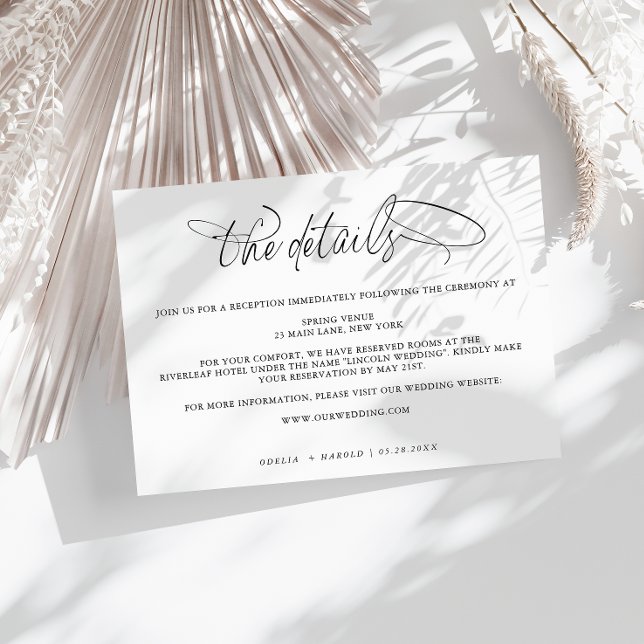 Tarjeta de detalles del Boda de caligrafía en blan (Subido por el creador)