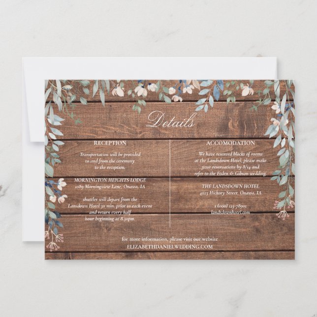 Tarjeta de detalles del Boda de cascada floral de  (Anverso)